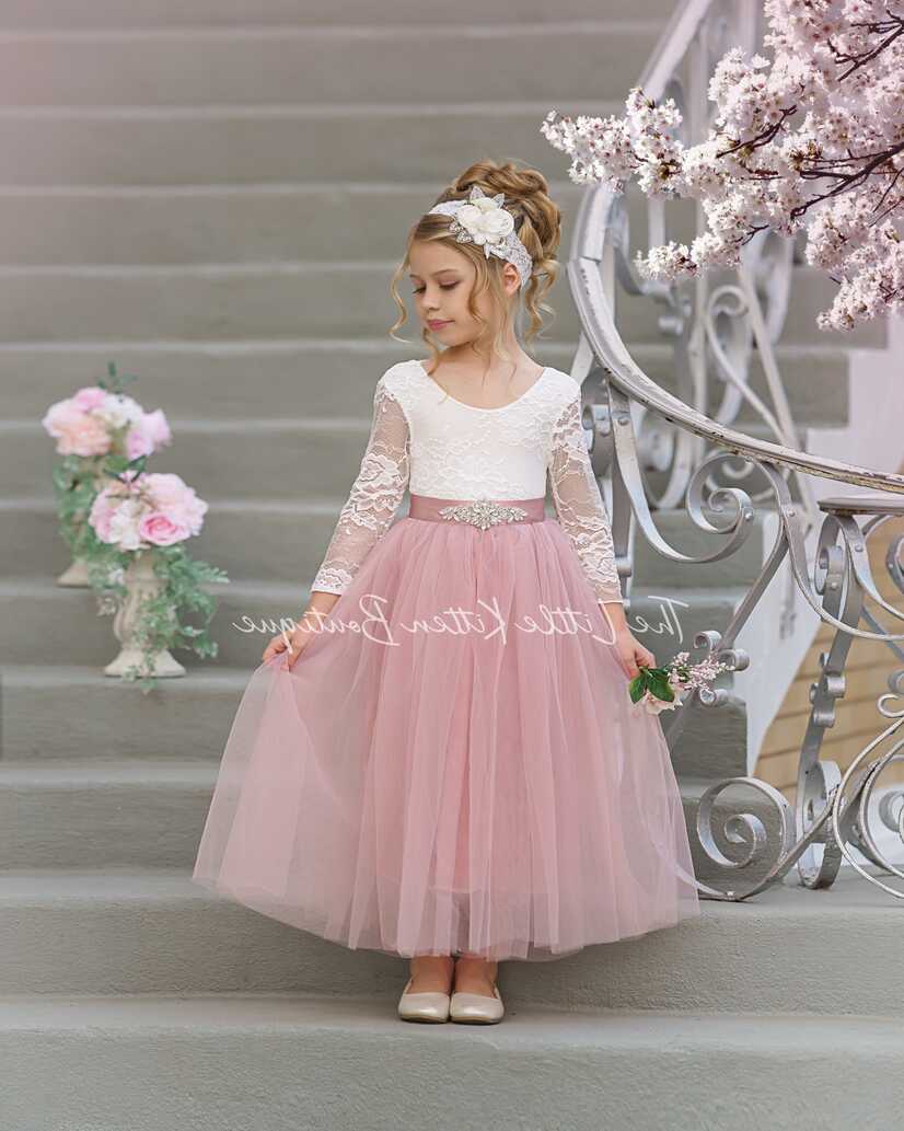 Tulle Flower Girl Dress, Rustic Lace Flower girl dress, girls ...