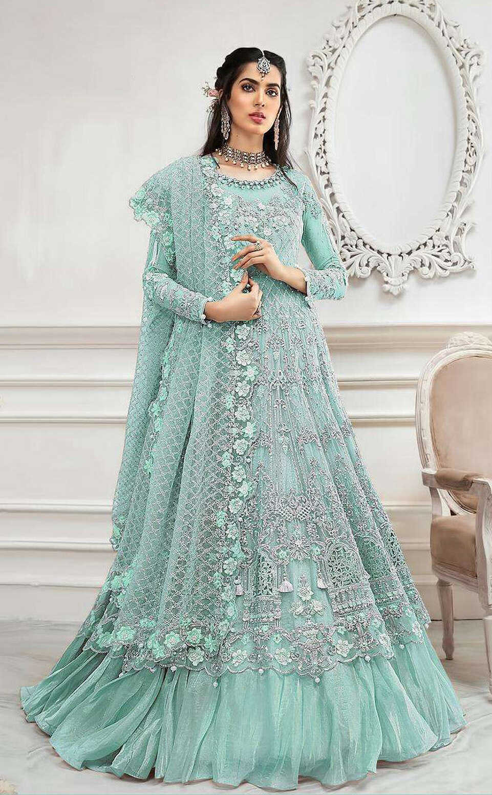 Turquoise Party Wear Pakistani Lehenga | Asian Party Wear