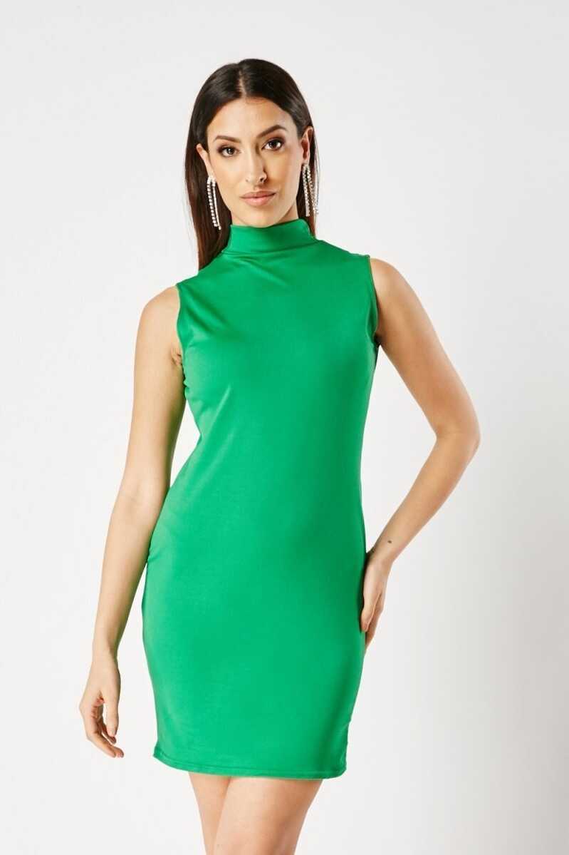 Turtle Neck Sleeveless Mini Dress Womens Ladies Formal Party ...