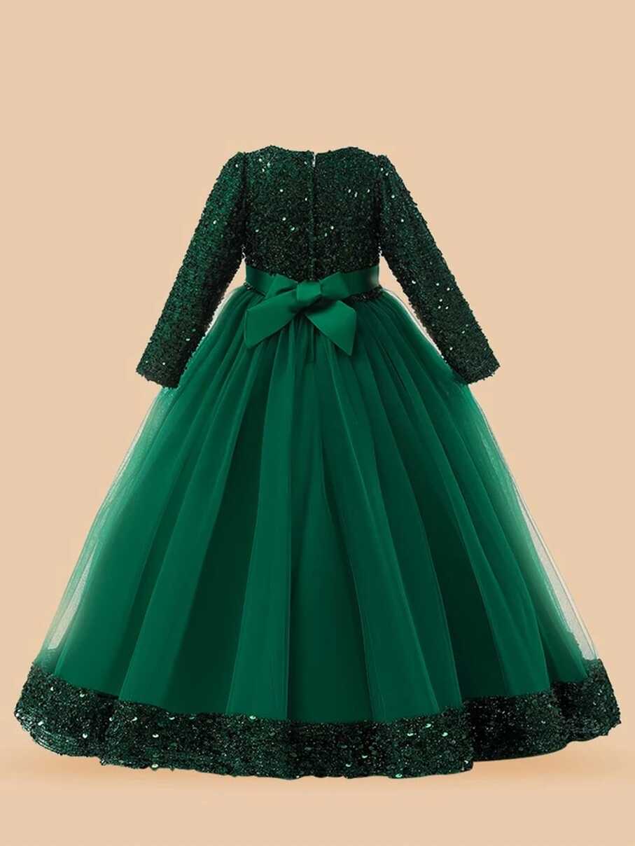 Tween Girl Formal Dress Elegant Sweetheart Neckline Long Sleeve ...