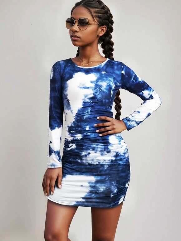 Tweens Girls&#39; Tie-Dye Bodycon Dress With Shirring Detail On Both ...