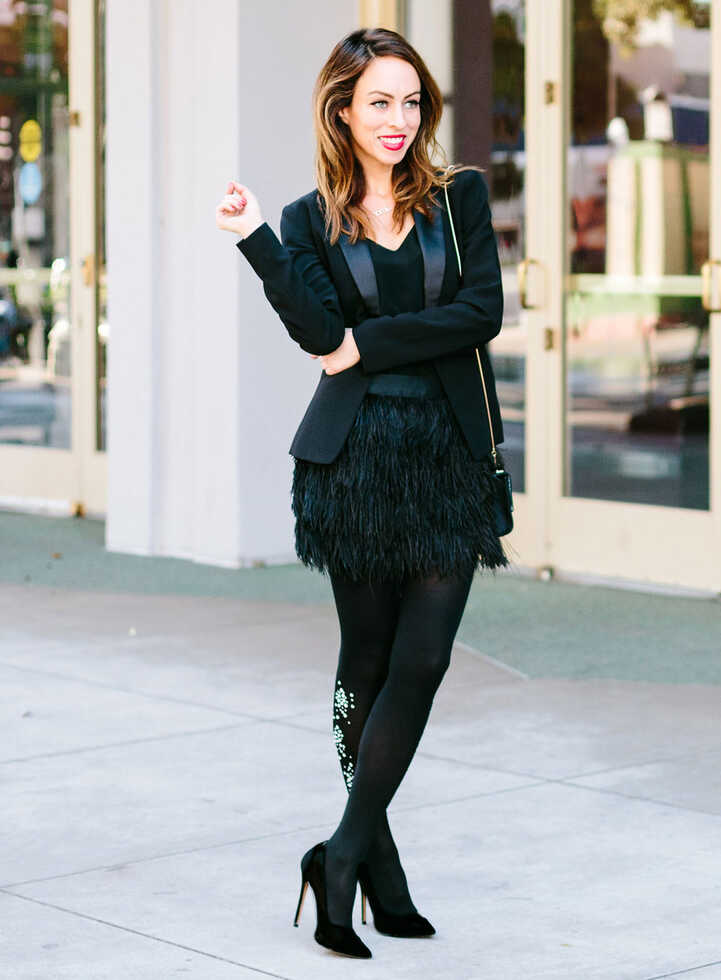 Two Holiday Party Outfit Ideas with Tights - Sydne Style