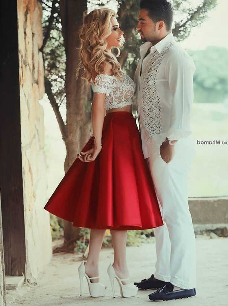 Two Piece Homecoming Dresses,Knee Length Homecoming Dress,HC00185 ...