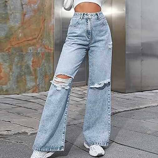 Uillui Womens Ripped Boyfriend Jeans Teen Girls Trendy Baggy Jeans ...