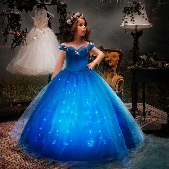 Uporpor Girls Cinderella Princess LED Light Up Dress for Christmas ...