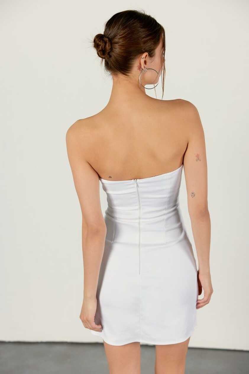 VATKALI Short Strapless Dress White - Trendyol