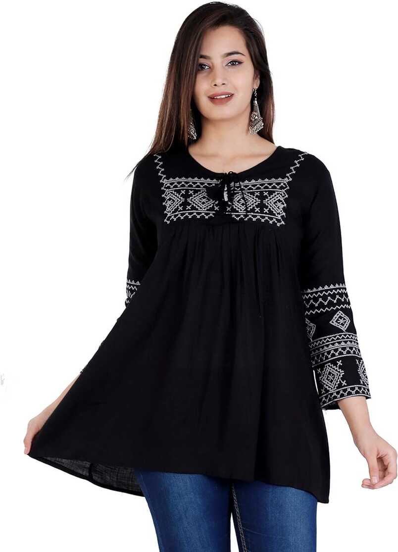 VIYANA COLLECTION Women Embroidery Short Top Tunic Western Tops ...