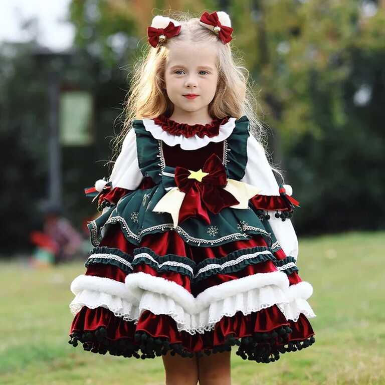 Velvet Dresses for Baby Girls Kids Spanish Style Lolita Dress for ...