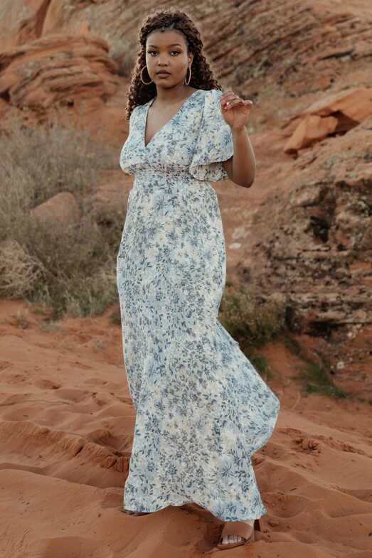 Verona Smocked Maxi Dress | Blue Floral | Baltic Born