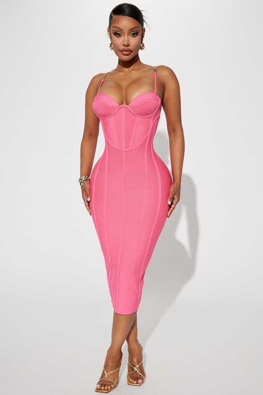 Victoria Bandage Midi Dress - Pink | Fashion Nova, Dresses ...