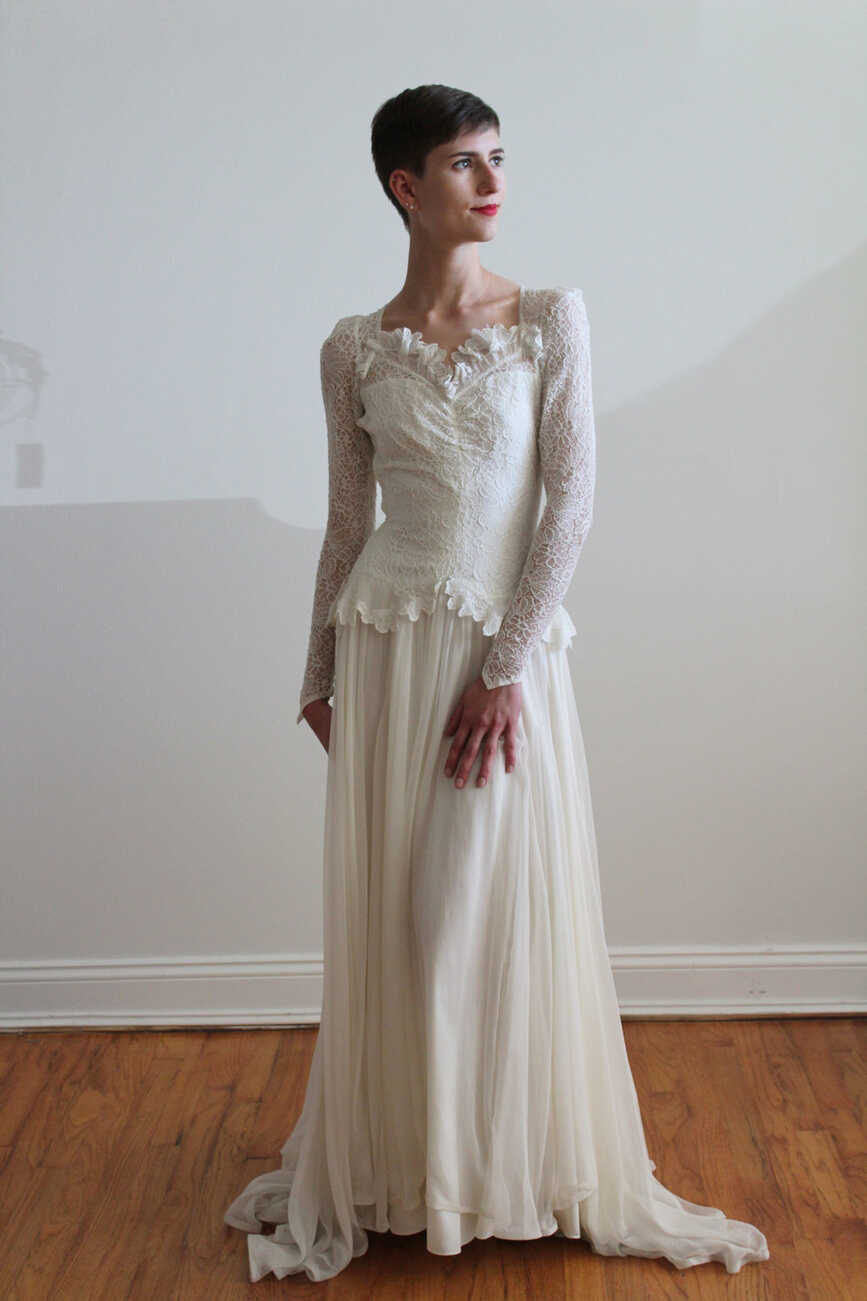 Vintage 1930s Long Sleeve Silk Wedding Dress - Pembroke ...