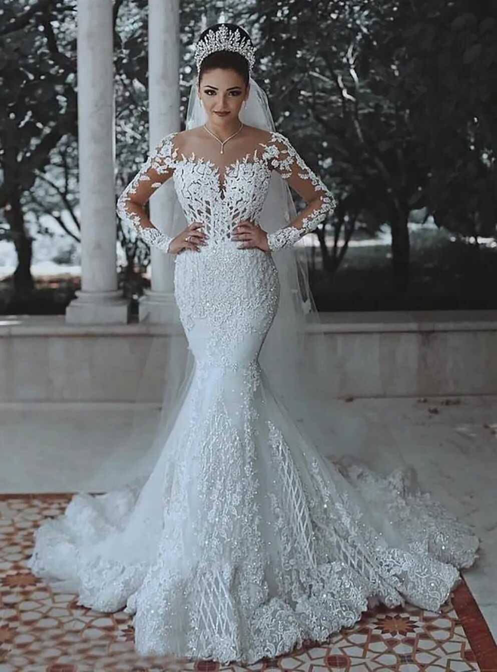 Vintage Arabic Mermaid Wedding Dress With Long Sleeves And ...