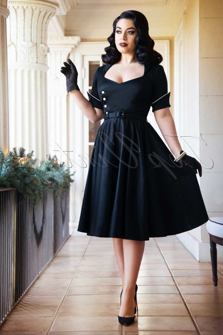 Vintage Diva The Dahlia Swing Dress in Black | Shop at Topvintage