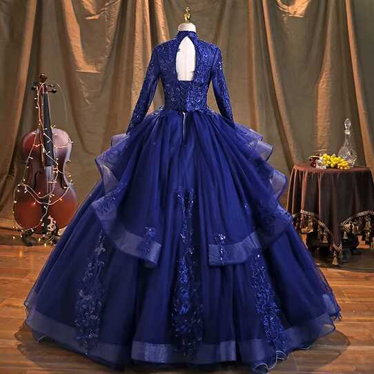 Vintage Royal Blue Embroidered Medieval Dress Victorian Gothic ...