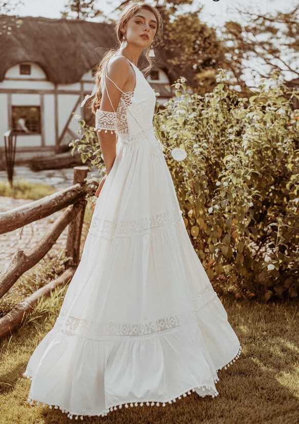 Vintage Sleeveless A-line Lace Bohemian Wedding Dress Boho Wedding ...