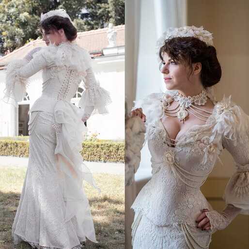 Vintage Victorian Lace Victorian Mermaid Wedding Dresses With Long ...