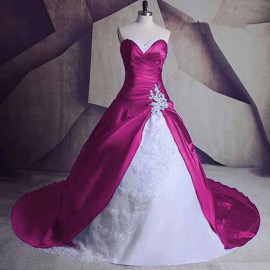 Vintage Wedding Dresses Strapless Gothic Satin Bridal Gowns Plus ...