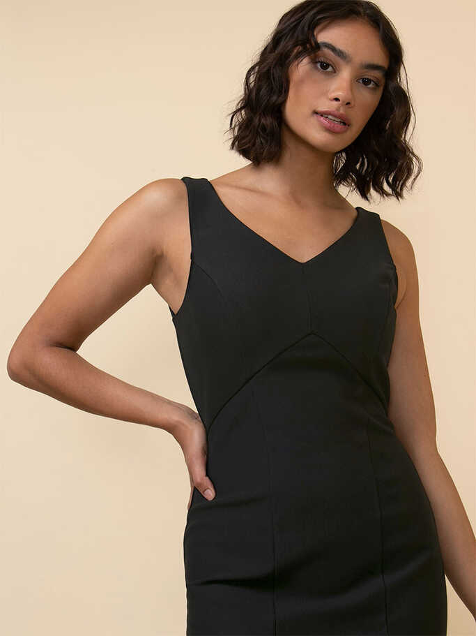 Virgo Sleeveless V-Neck Dress in Luxe Ponte | Rickis