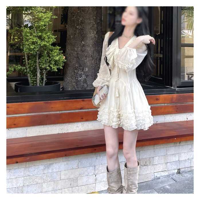 WALNUT Fairy Color Dress Woman Casual Long Sleeve Elegant Dress ...