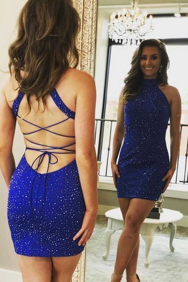 WD0631,Sexy Tight Royal Blue Homecoming Dresses,Sparkle Mini ...