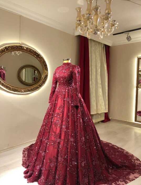 WINE RED WEDDING DRESS FROM TURKEY — ASIAN TURKISH STYLE BALL GOWN ...