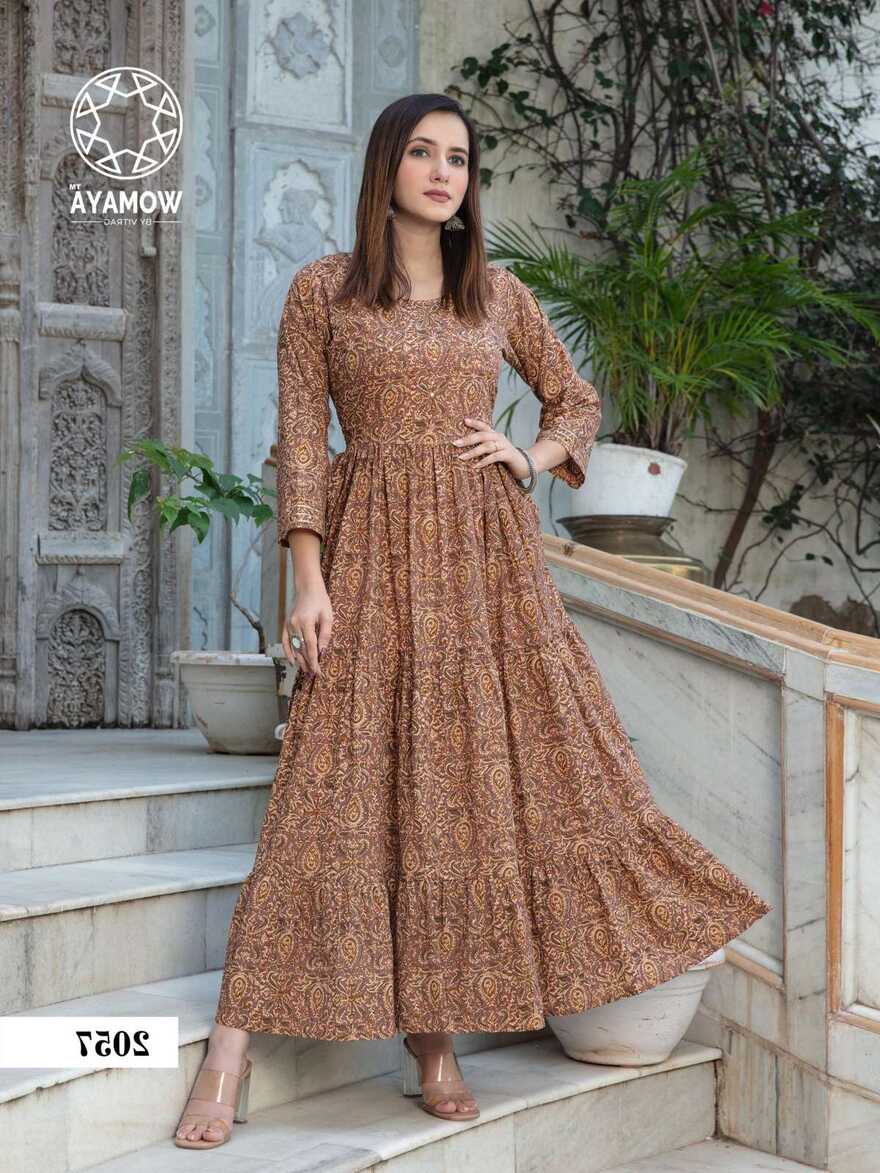 WOMAYA KURTIS PRESNT VIBRANCE FLORAL STORY FANCY FLARED STYLE LONG ...