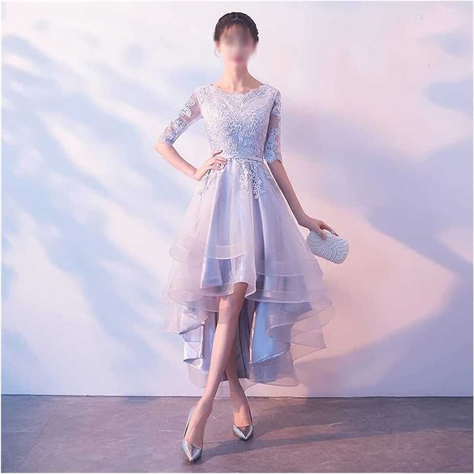 WZHZJ High Low Prom Dresses Short Front Long Back Lace Tulle ...