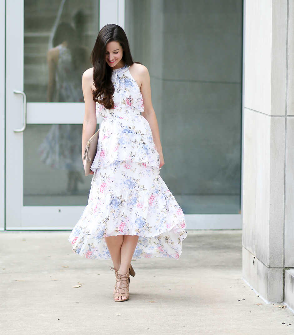 Wearing White to a Wedding: After Market Floral Chiffon Maxi Dress