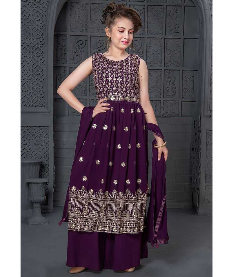 Wedding Designer Purple Georgette Naira cut salwar suit - VIRASAT ...