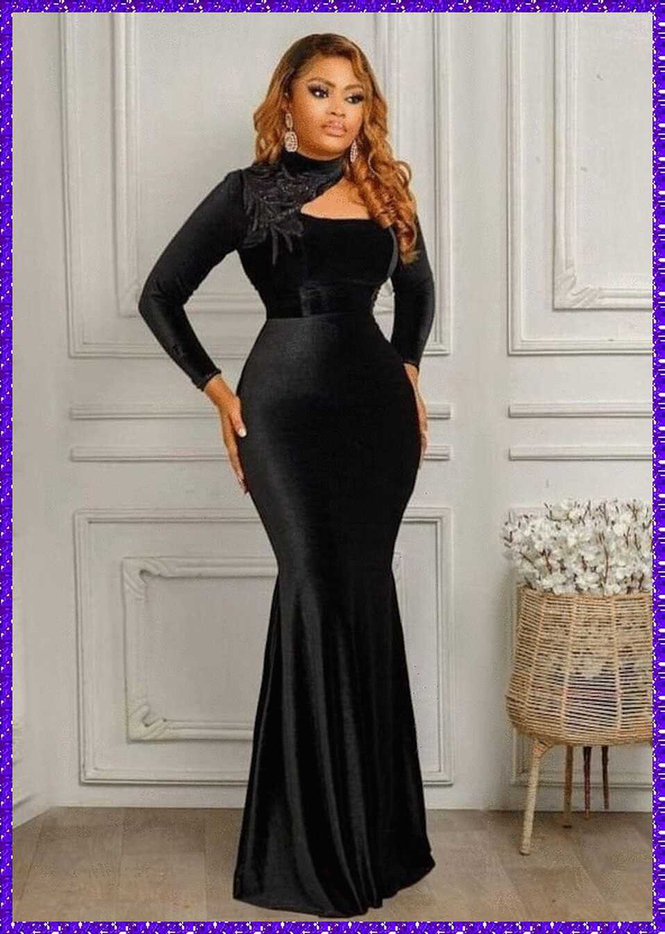 Wedding Guest, Black Velvet Gown, Owanbe , Aso Ebi Dress, Women ...