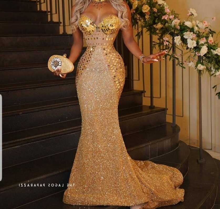 Wedding Reception Dress,cocktail Engagement Dinner Prom Gown,gold ...