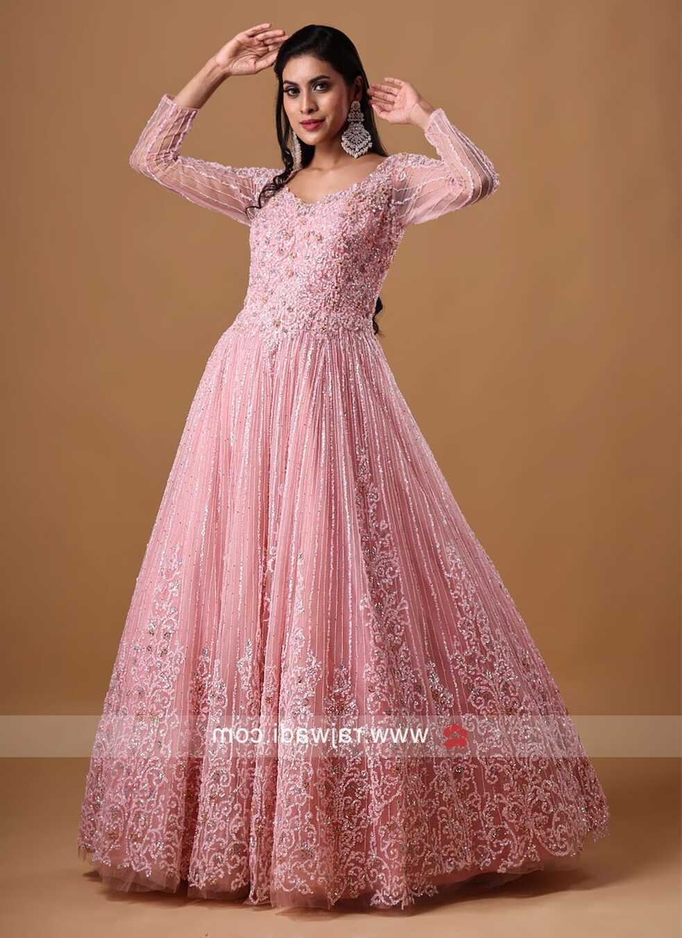 Wedding Wear Sequins Net Gown