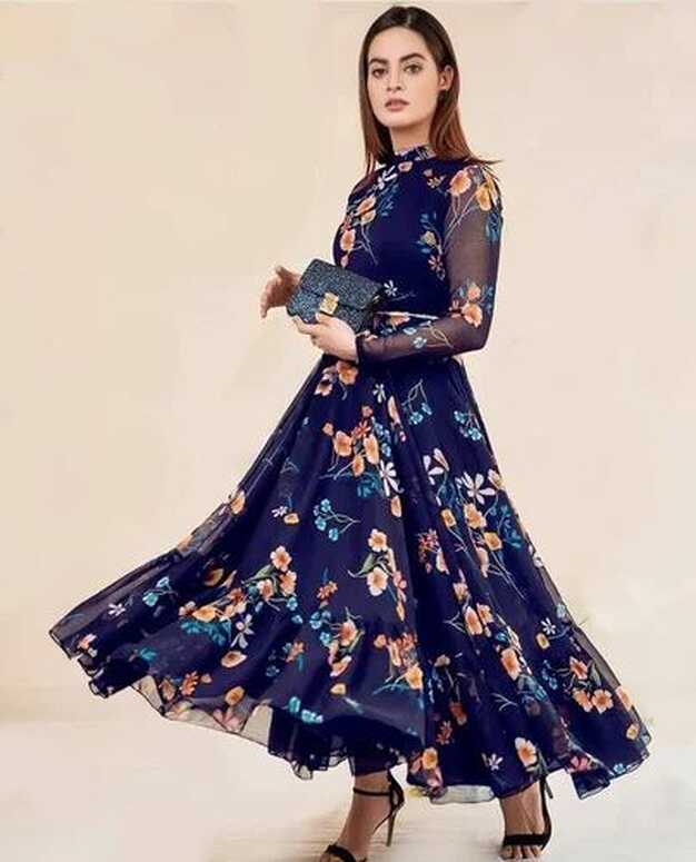 Western Wear Digital Print Black Beautiful Gown at Rs 1199 | Women ...