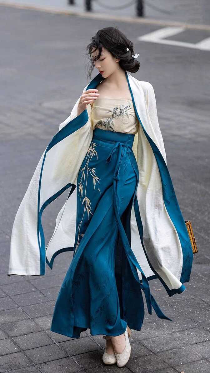 Whispering Bamboo Modern Blue Hanfu Dress – Yandan_Hanfu