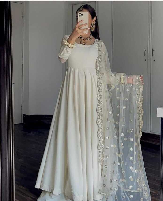 White Anarkali - Etsy