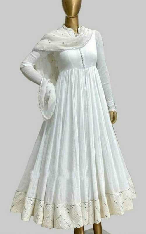 White Anarkali Dress Pakistani Suit With Dupatta Salwar Kameez ...