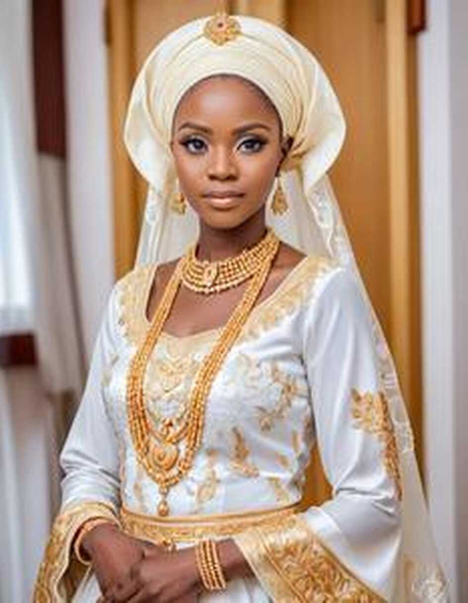 White And Gold Yoruba Traditional Wedding Attire Face Swap ID:2071605