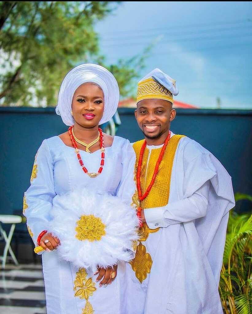 White Asooke Outfit for Bride and Groom. White and Gold Couple ...