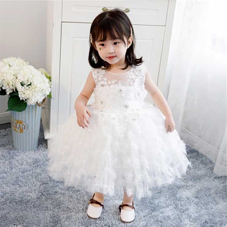 White Baby Girl Dress Baptism Clothes Girl 1 Year Birthday Outfit ...