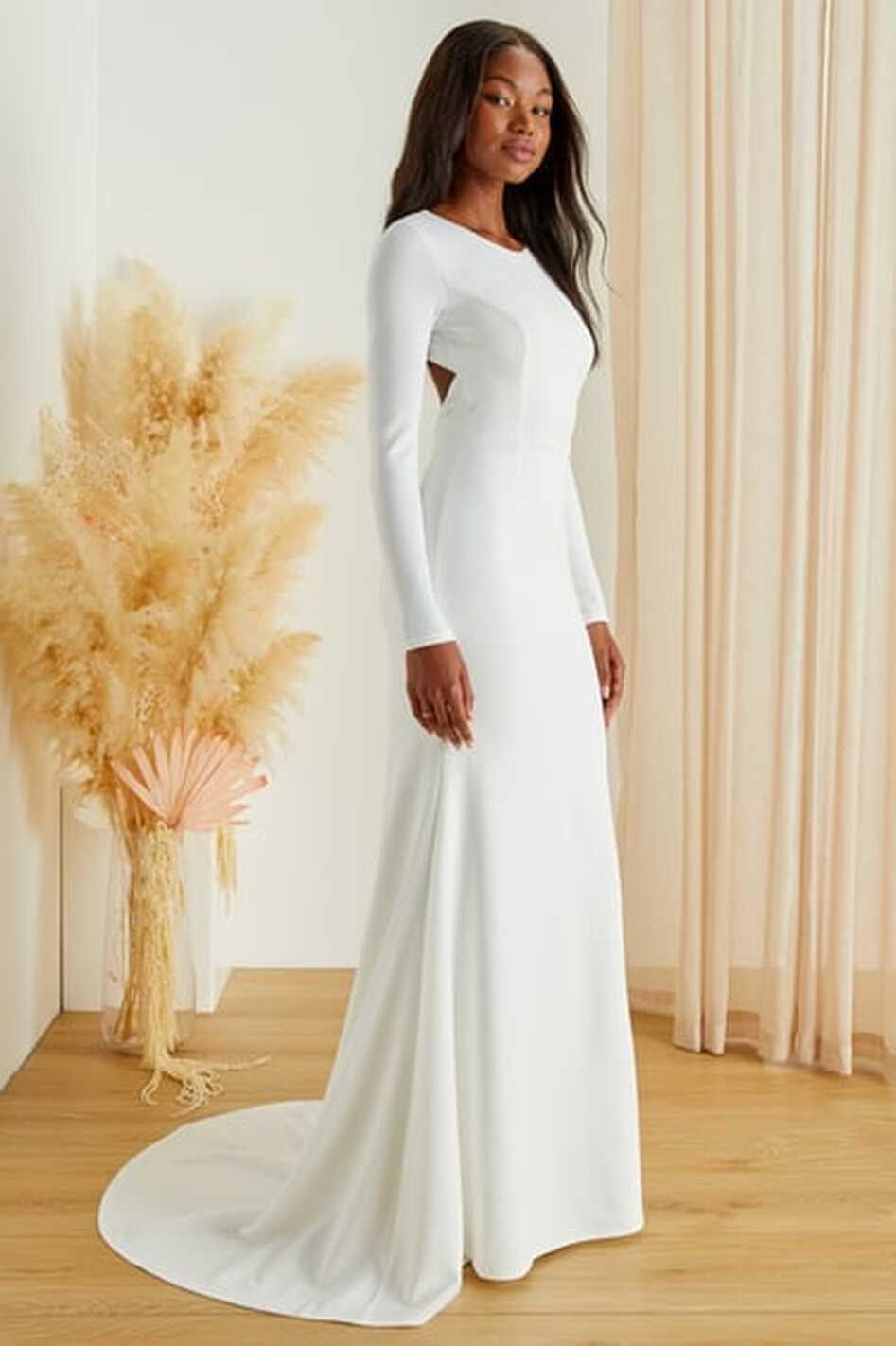 White Backless Gown - Long Sleeve Bridal Gown - White Maxi Dress ...