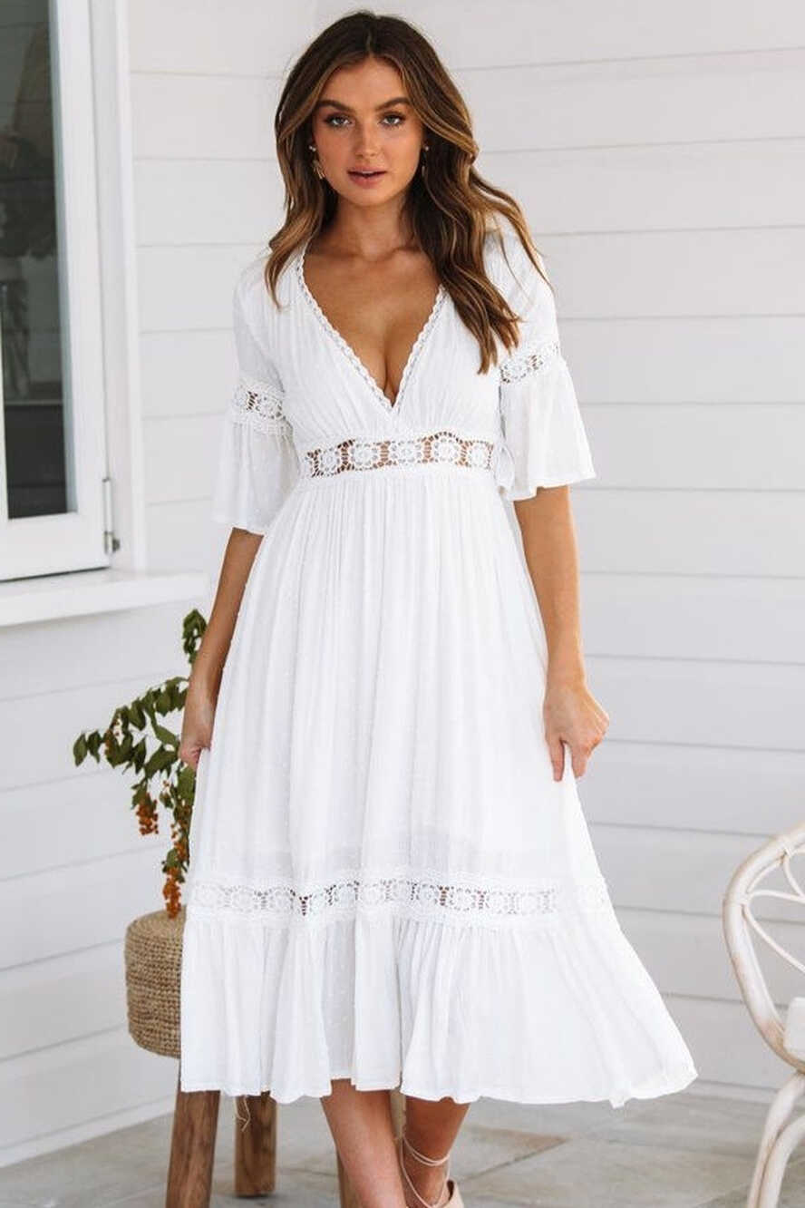 White Bohemian Maxy Dress | Bohemian, Country &amp; Vintage Style