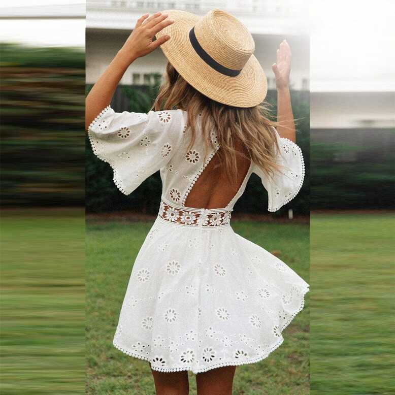 White Boho Chic Summer Mini Dress – Boho Beach Hut