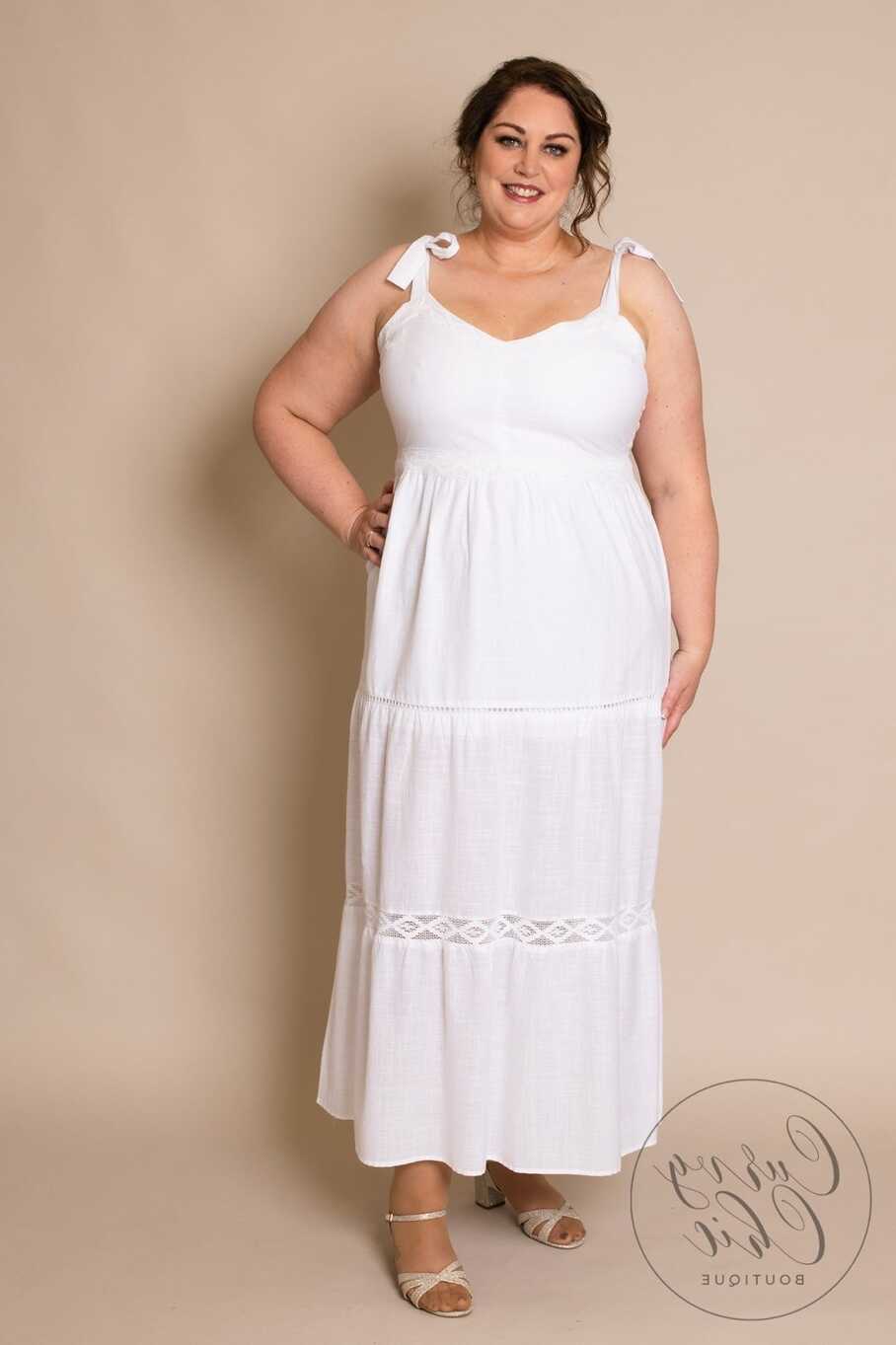 White Cotton Plus Size Dress | Curvy Chic Boutique