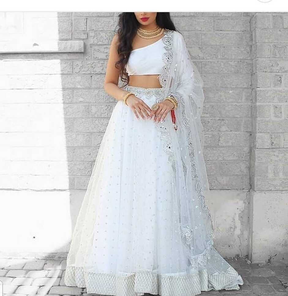 White Designer Gown Lengha Lehenga Indian Ethnic Traditional Wear ...