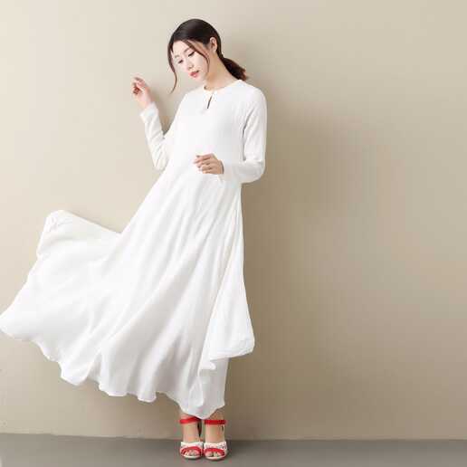 White Dress/ Simple Linen &amp; Cotton Dress/ Summer Linen Dress ...