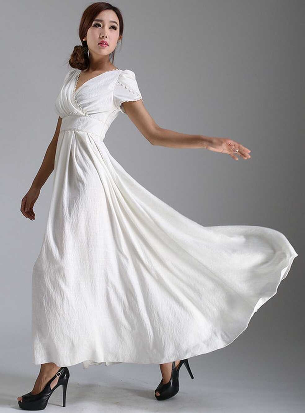 White Dress Women, Simple Wedding Dress, Boho Wedding Dress, Prom ...