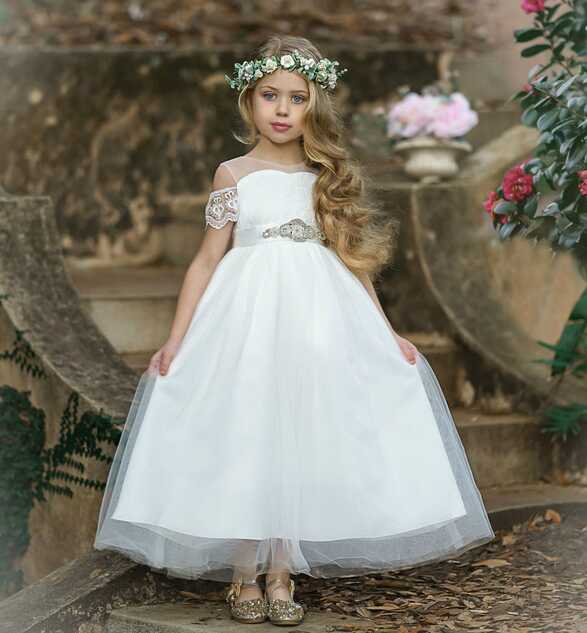 White Flower Girl Dress,tulle and Lace Flower Girl Dress, First ...