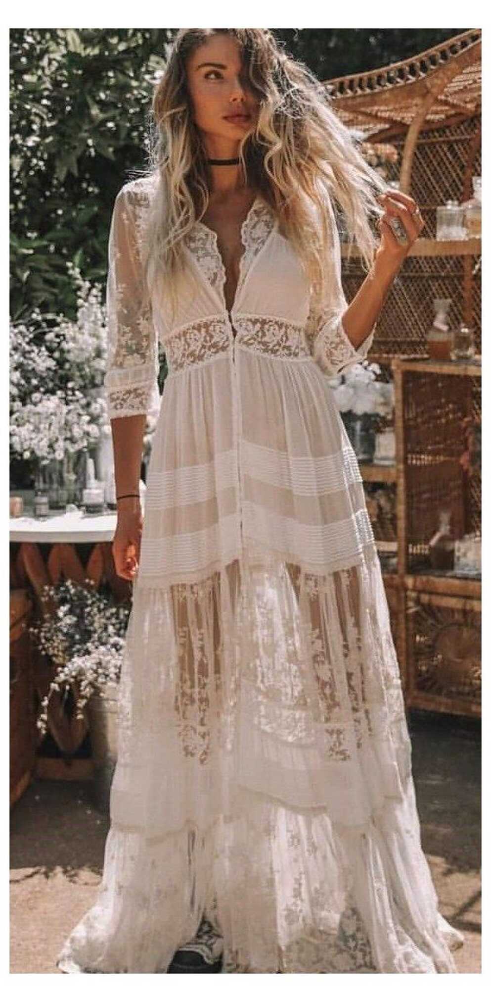 White Formal Dress Boho