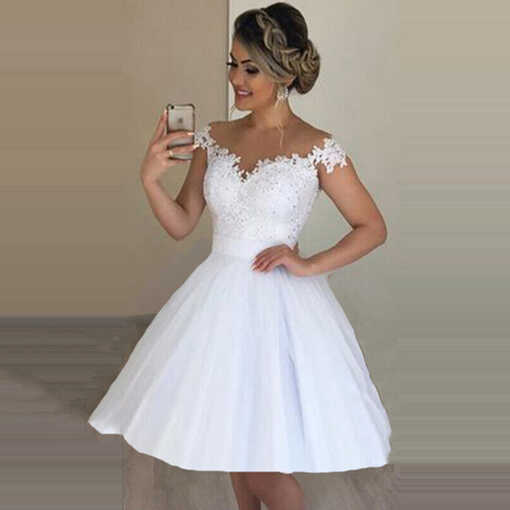 White Ivory Wedding Dresses with Detachable Skirt Off Shoulder ...