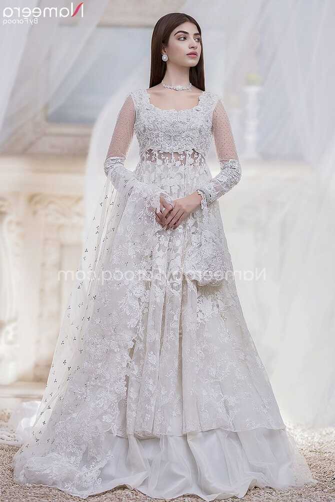 White Lehenga for Walima with Long Maxi Online #BR163 | Latest ...